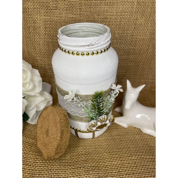 Hand painting Christmas Jar with snowflake / Christmas decorative jars - Picture 4 of 10